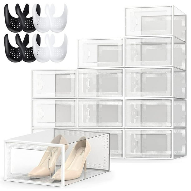 Cajas Organizadoras para Calzado Zapados Tenis Zapatillas Zapatera Apilable  Color Blanco Practiksa Kit de 12 piezas