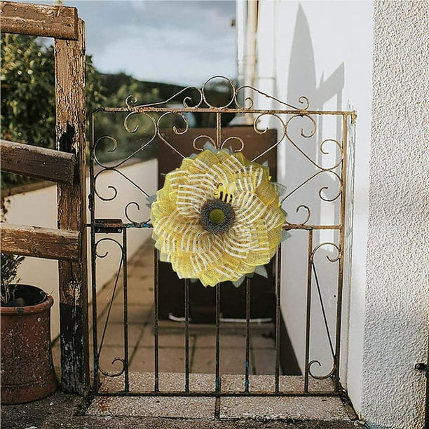 Corona de abeja para decoración de pared de puerta delantera, corona  colgante de girasol artificial, corona decorativa de abeja para puerta  delantera