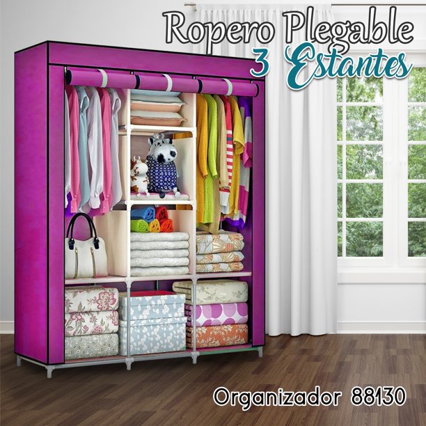 Zapatera Con Closet Organizador De Zapatos Para 36 Pares Y Compartimientos  De Ropa Rack And Pack Rosa