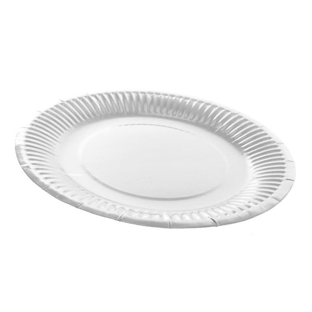 100 platos de papel pequeños de 4 pulgadas, platos desechables de almidón  de papel redondos de alta resistencia, mini platos de fiesta blancos a