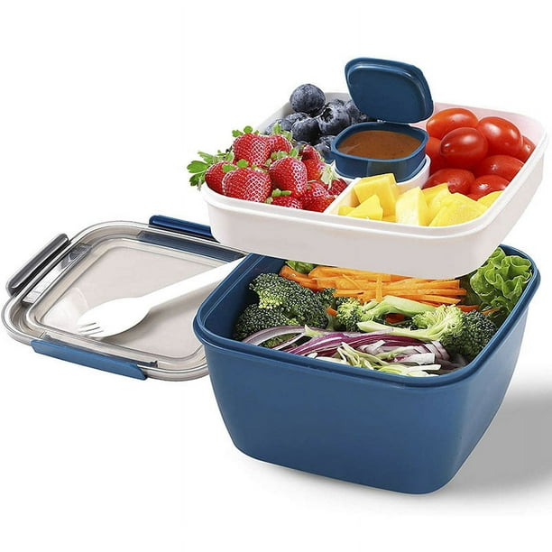 azul) Fiambrera con compartimento de subdivisión, Caja de comida