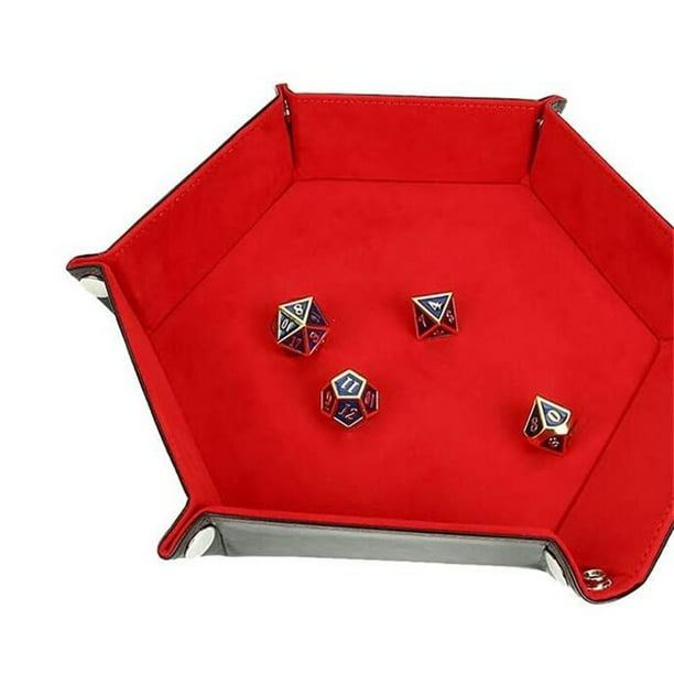 Bandeja para dados de 2 piezas, soporte rodante hexagonal para dados,  bandejas plegables de cuero PU YONGSHENG