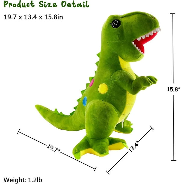 Juguete de peluche de dinosaurio, suave, muñeco de peluche de dinosaurio,  lindo regalo de cumpleaños para niños y niñas (dinosaurio verde, 19.7