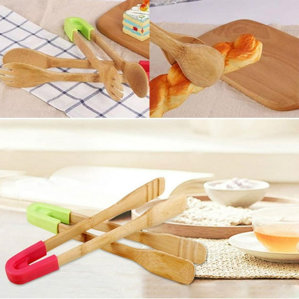 Pinzas de madera para cocina, pinzas para comida, pinzas para servir  ensaladas, pinzas para barbacoa, carne, pan, tostadas, Clip para comida,  abrazade