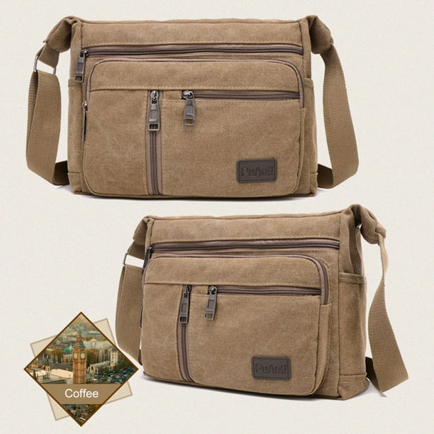 Bolsa bandolera de hombro de lona para hombre de mensajero masculino de  viaje con múltiples bolsillos JShteea Para Estrenar