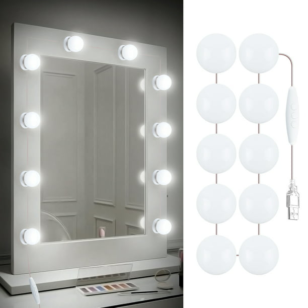 Luces LED para espejo de tocador, tira de luz blanca ultra brillante para  mesa de maquillaje y espejo de baño, tira de luces regulables impermeables