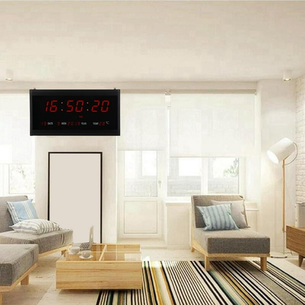  Reloj digital, reloj de pared digital para decoración de sala  de estar, reloj despertador de escritorio para dormitorio, reloj de pared  grande con control remoto, atenuador automático de brillo reloj 