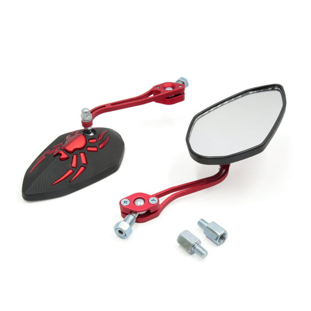 Un Par Espejos Retrovisores para la Motocicleta Tornillos Rosca M8 M10  Patrón Diseño Araña Roja Unique Bargains espejos laterales para deportes  motorizados