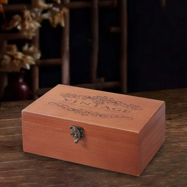 Caja de madera con tapa con bisagras, caja de almacenamiento grande de  madera, caja de recuerdo, caja de madera vintage, cajas de regalo de madera