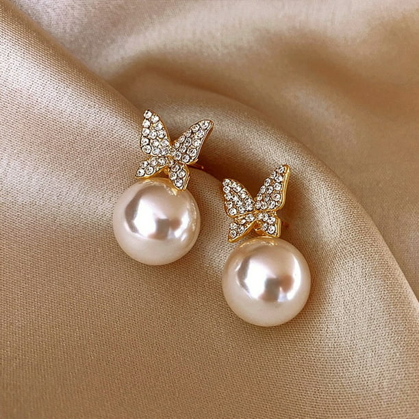 Pendientes de aro de perlas para mujer, aretes pequeños