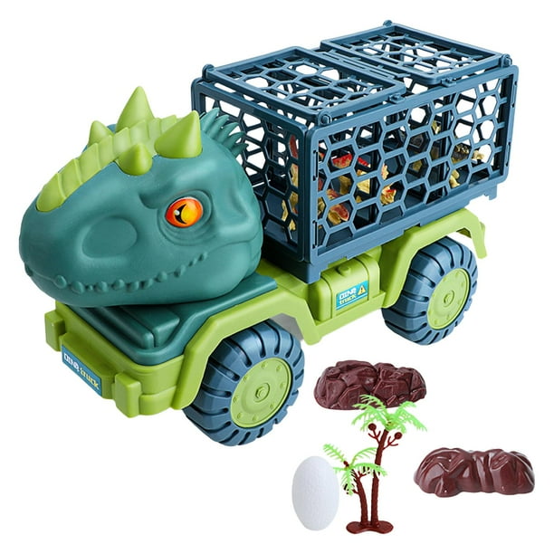 Camión de transporte, juguetes de dinosaurios con figuras de dinosaurios y  jaula, coche de dinosaurio extraíble para pequeños, regalo de cumplea  Estilo D Sunnimix Camiones de dinosaurios