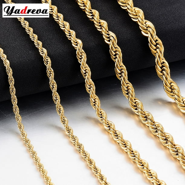 Collar de cadena de cuerda de acero inoxidable dorado para hombre –  Klandestine Fashions