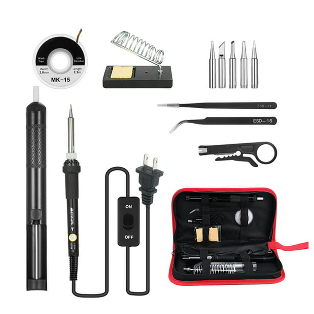 Kit de soldador - Soldador de 60 W temperatura ajustable, alambre de  soldadura, soporte de soldadura, cortador de alambre, puntas de soldadura,  bomba