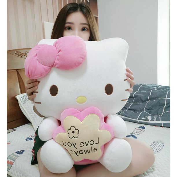 Muñeco de peluche grande de Sanrio para niña, juguete de gato Kawaii de  Hello KT, corazón suave, regalo de cumpleaños, decoración de habitación