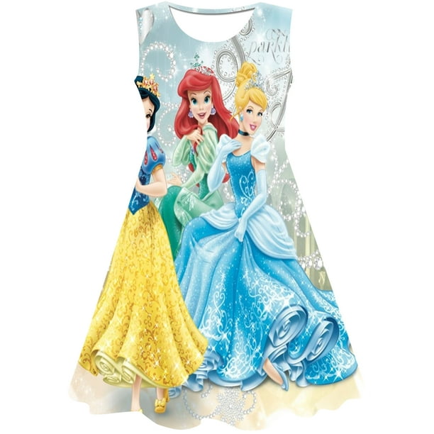 Vestido de princesa Cenicienta de Disney, zapatos de cristal mágico para niñas, vestido con estampado 3D, vestidos de amor princesa de estilo occidental niños 5T Gao Jinjia LED | Bodega