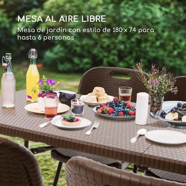 Mesa Plegable De Plástico 1.80 Metros Rattan Z - T9728 Color Marrón