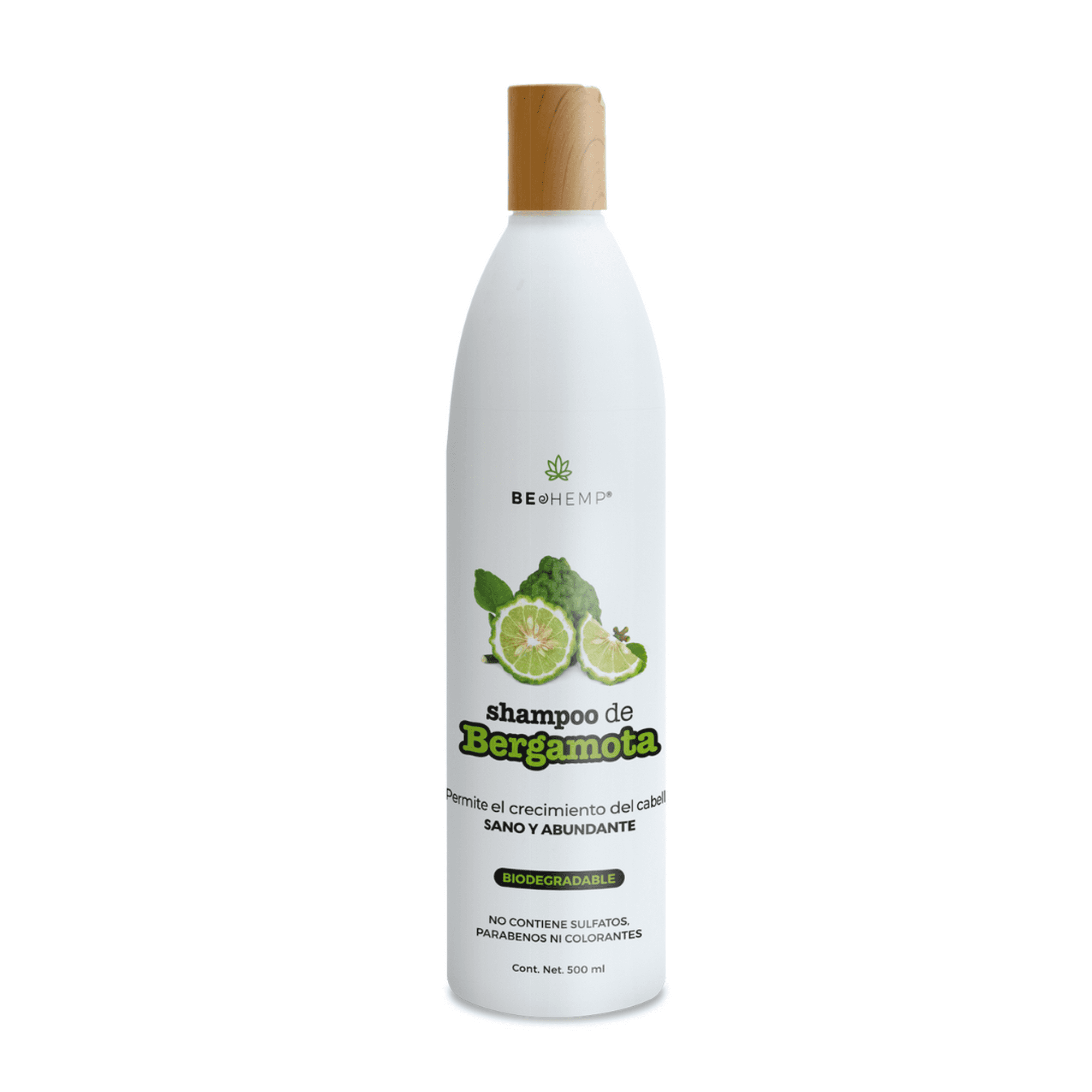Shampoo anticaída y crecimiento de Bergamota 500 ml Beohemp Cabello