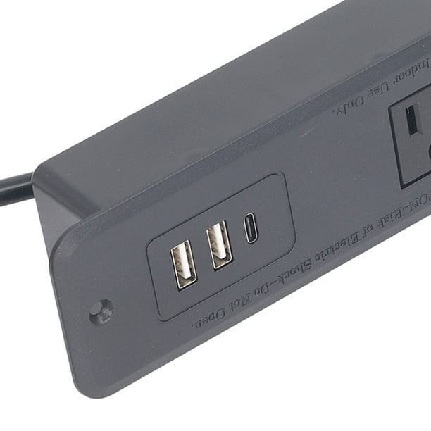 Regleta de alimentación empotrada de 20 W USB C de carga rápida para  escritorio, toma de corriente tipo C, enchufe de alimentación de extensión