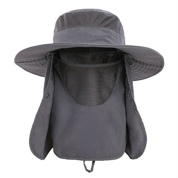 Sombreros de sol para hombres secado rápido, impermeable, nylon  transpirable, velo extraíble, sombreros de campamento de pesca al aire  libre, gris oscuro ANGGREK Otros