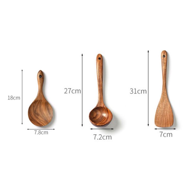  Cucharas de madera para cocinar, juego de 10 utensilios de  cocina de madera de teca, utensilios de cocina de madera para sartenes  antiadherentes y utensilios de cocina, resistentes, ligeros y resistentes