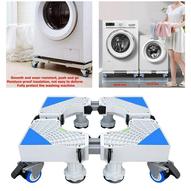 Soporte para lavadora con 4 ruedas dobles ajustables para nevera móvil para  lavadora y secadora, ruedas giratorias, rodillos