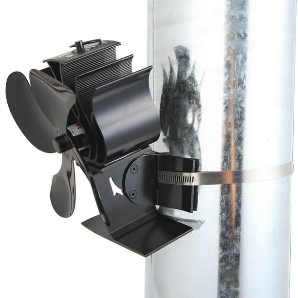 Ventilador de estufa termodinámico, aleación de aluminio de bajo ruido, 4  aspas, gran volumen de aire, ventilador de estufa alimentado por calor