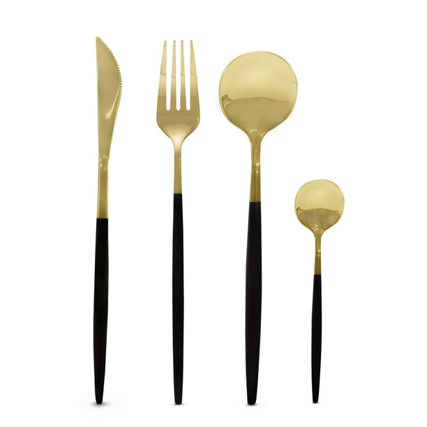 Set Cubiertos Dorados y Negros - Packandthings