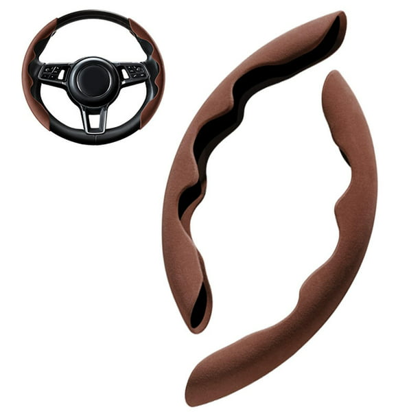 Juego de fundas para volante de automóvil, funda de cuero de fibra de  carbono, cómoda, tipo D, accesorios (color 2#)