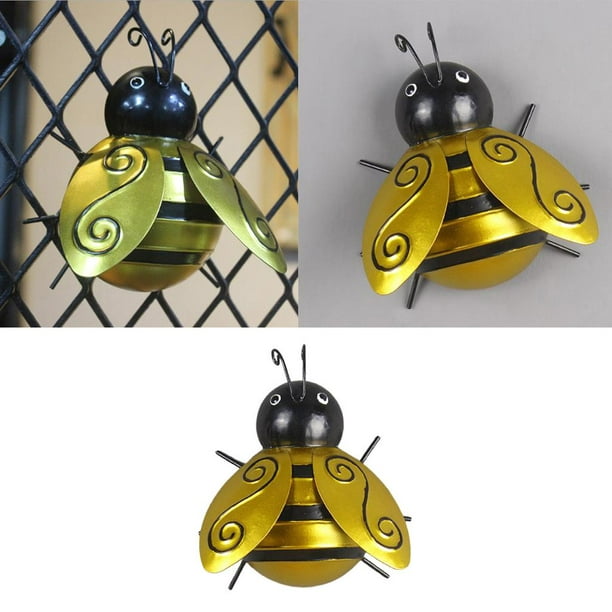 Decoraciones de abejas metálicas, 3D de metal para colgar en el jardín,  pared de abejas, césped, decoración artística para exteriores, hogar,  jardín