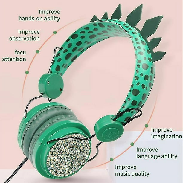 Dinosaurio Auriculares Niños Inalambricos con Luz LED,Límite de