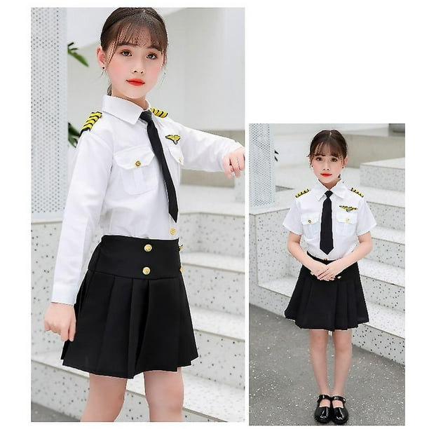 Disfraces de piloto de niños profesionales cosplay para niños niñas disfraz  de auxiliar de vuelo avión avión fuerza aérea uniformes de  rendimiento-incluye a