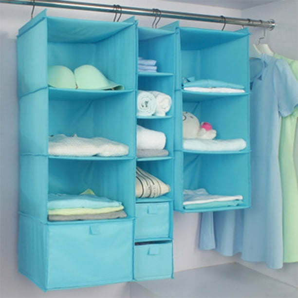 Estante de 6 niveles, Organizador colgante de closet, Estante colgante de  closet con 2 ganchos resistentes para almacenamiento, plegable (Color gris)