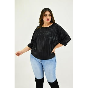 Blusa elegante plisada Roman Fashion /Tallas Extras, 1011 (Negro) negro 36