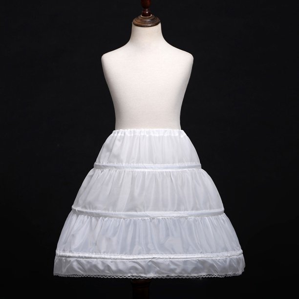 Qarigey 3 aros Cancan niños flor niña enagua vestido de apoyo efectivamente  ligero y fácil de usar Disfraces de disfraces blanco 55cm