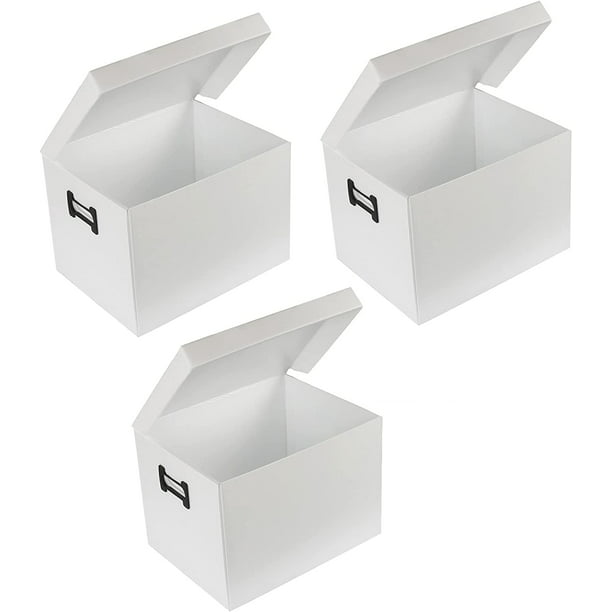 Paquete de 4 cajas organizadoras de almacenamiento de archivos, caja de  archivos, caja de archivos portátil con tapa, apta para almacenamiento de
