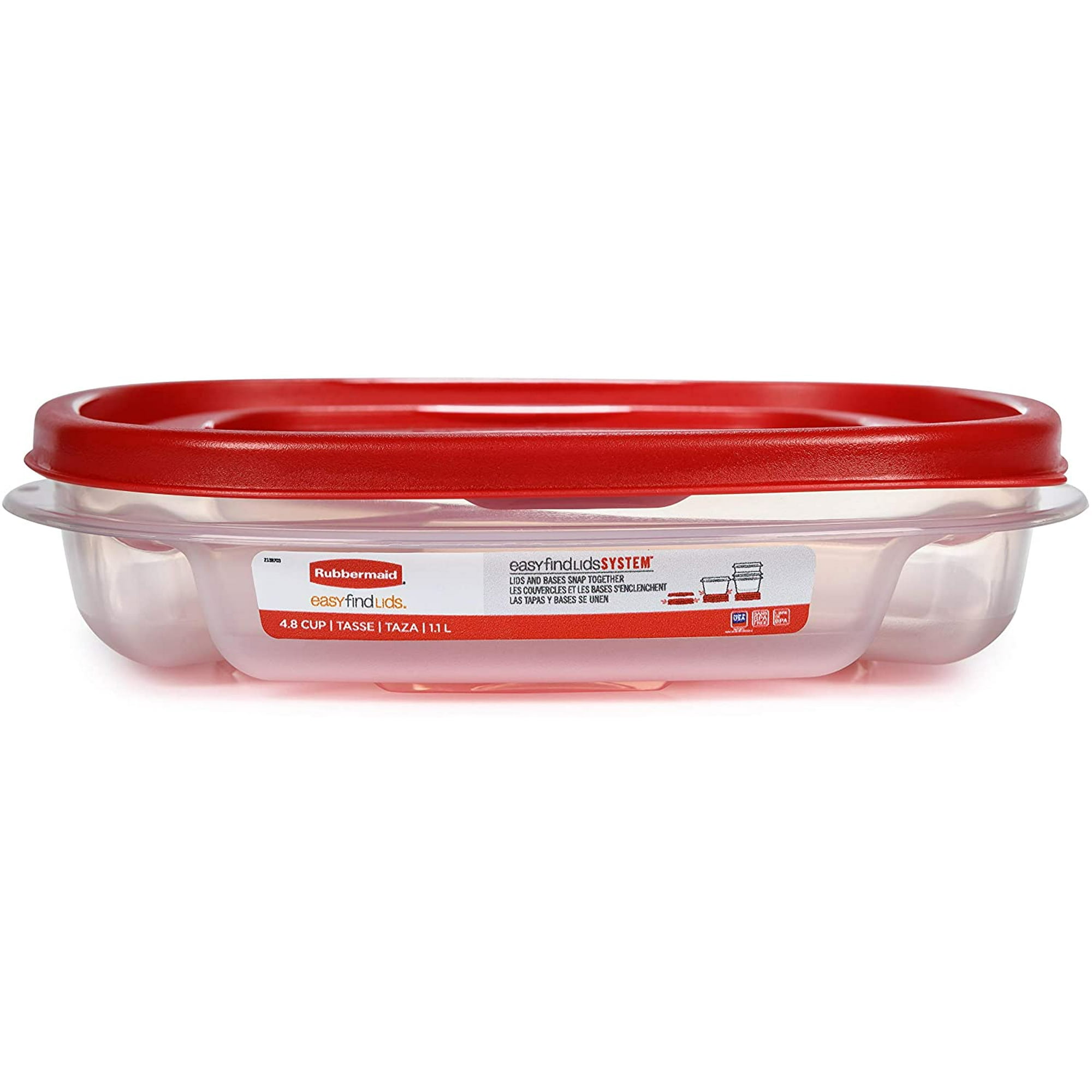 Contenedor de almacenamiento de alimentos Rubbermaid Easy Find, con tapa,  plástico sin BPA, 5 recipientes, 7 tazas, 2, Rojo