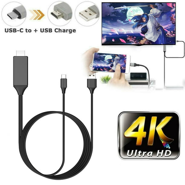 Ehuebsd Cable Convertidor de Extensión USB Tipo C a HDMI. Compatible con TV  Box 4K, Audio y Vídeo Para Teléfono Android a Proyector de TV