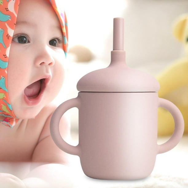 Vasos de silicona para bebé taza de entrenamiento, taza de transición,  agarre con , sin derrame para bebés de 6 , Hugo Botella de paja