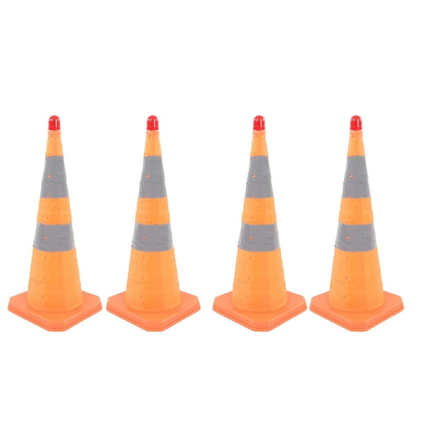 Conos de seguridad de tráfico de 12 pulgadas con collares reflectantes,  [paquete de 4] conos de entrenamiento de fútbol naranja, conos de