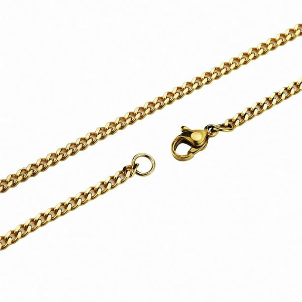  Collar de cadena clásico para hombre, collar largo de acero  inoxidable para hombres y mujeres, joyería de cadena (color : 22 pulgadas,  tamaño: dorado) : Ropa, Zapatos y Joyería