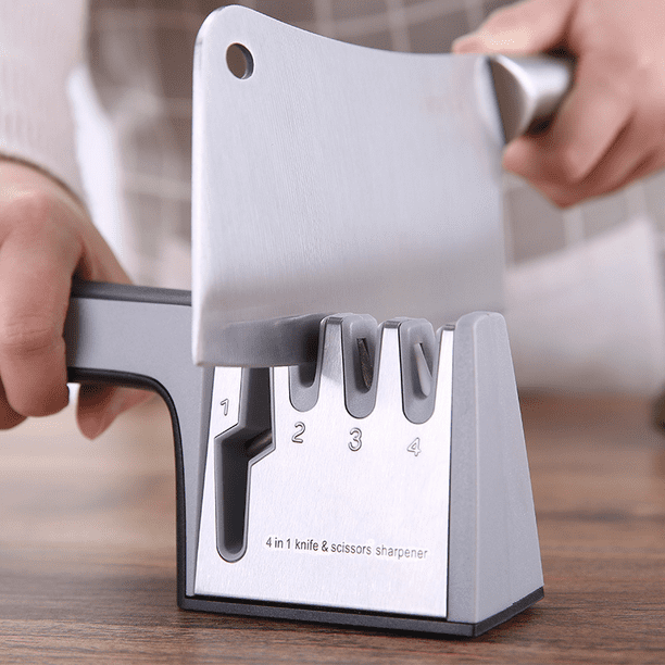 Afilador de cuchillos manual de acero 20 cm con mango de plástico