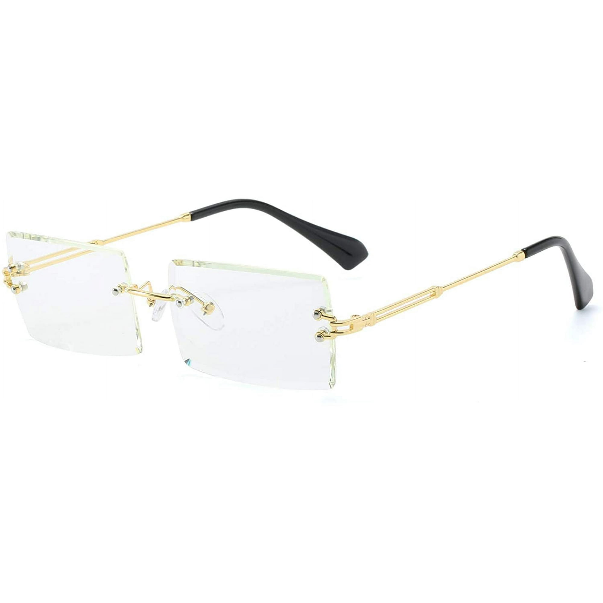 Gafas de sol rectangulares sin montura para mujer/hombre, gafas con montura  de Metal ultraligeras, gafas cuadradas UV400 a la moda, Unisex Zhivalor