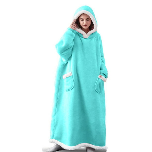 Manta de franela superlarga con mangas para hombre y mujer, Sudadera con  capucha de invierno, jersey de lana gigante, manta de Tv de gran tamaño
