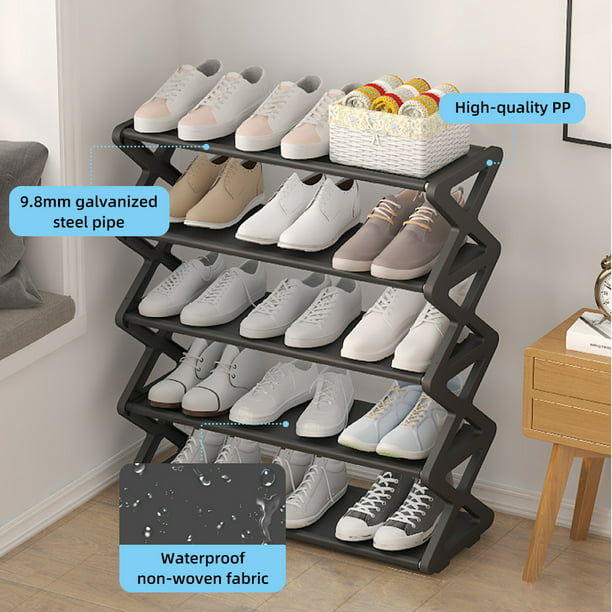 Estante para zapatos de 10 niveles de tela no tejida y metal, almacena 50  pares, estante para recibidor