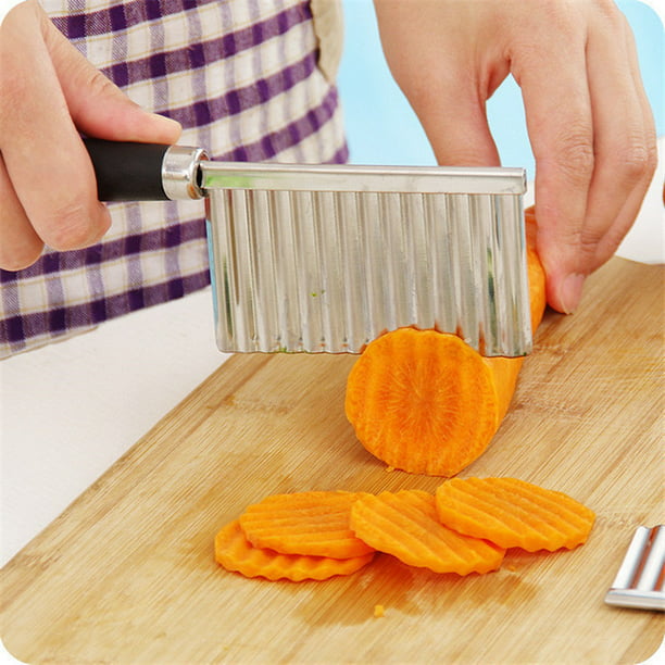 Cuchillo ondulado para patatas fritas, cortador de patatas de acero  inoxidable de 4 piezas, cortador de