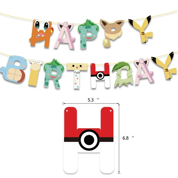Guirnalda Banderín Feliz Cumpleaños Pokemon