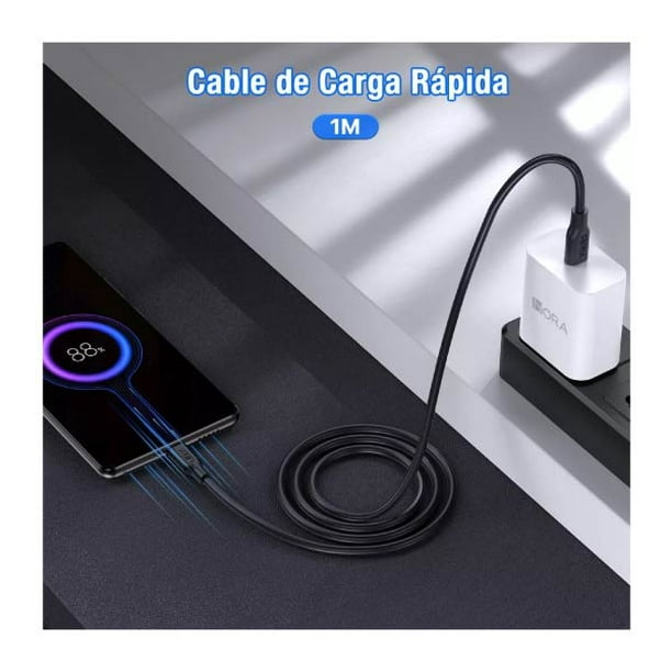 Cable USB 1Hora 1 metro, Entrada y Salida Tipo C, Carga Rápida 3A; Blanco