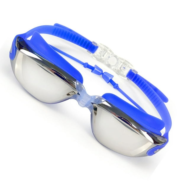 Gafas de natación antivaho, impermeables, transparentes, de visión amplia,  con tapones para los oídos de silicona suave para hombres y mujeres, color  azul YUNYI BRAND Deportes
