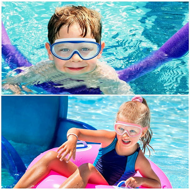 Gafas de natación para niños, Lentes de Natación con Tapones y Clips para  la Nariz, Protección uv, sin Fugas, Gafas de Natación de Visión Ancha para  niños de 3 a 15 años