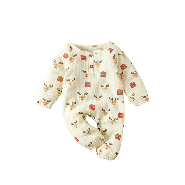 Mameluco para bebé recién nacido niño niña mono de lino de algodón navideño  Nituyy XZ1005-FT58176B4